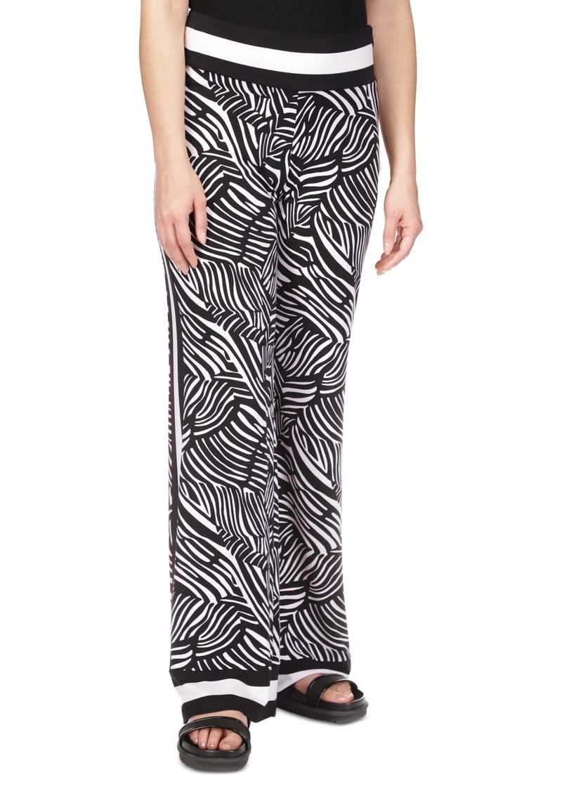Michael Michael Kors Women's Zebra-Print Wide-Leg Pants - Black/ White