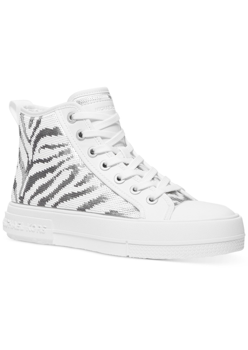 Michael Michael Kors Women's Zebra Sequin High-Top Sneakers - Optic White/ Silver