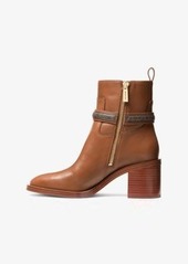 Michael Kors Mindy Leather and Signature Logo Trim Ankle Boot