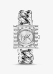Michael Kors Mini Lock Pavé Silver-Tone Chain Watch