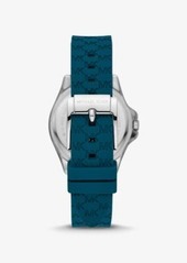 Michael Kors Mini Pilot Pavé Silver-Tone and Logo Silicone Watch