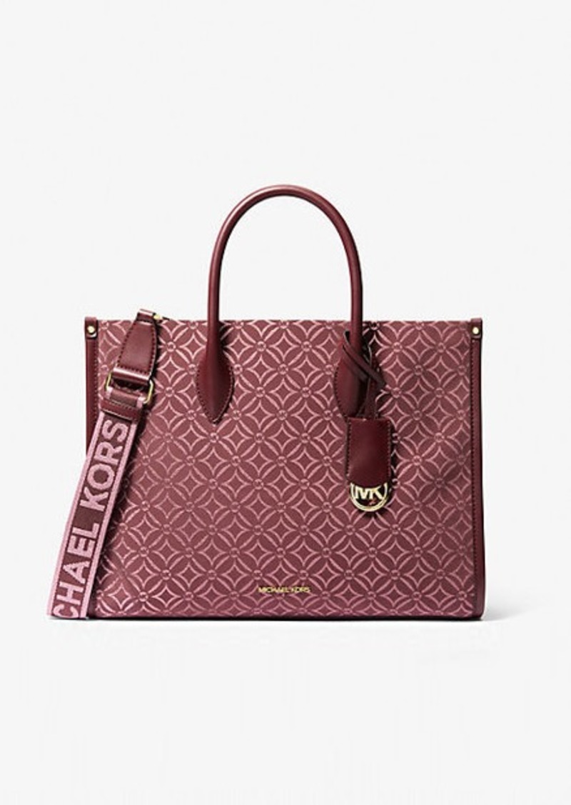 Michael Kors Mirella Medium Metallic Logo Jacquard Tote Bag