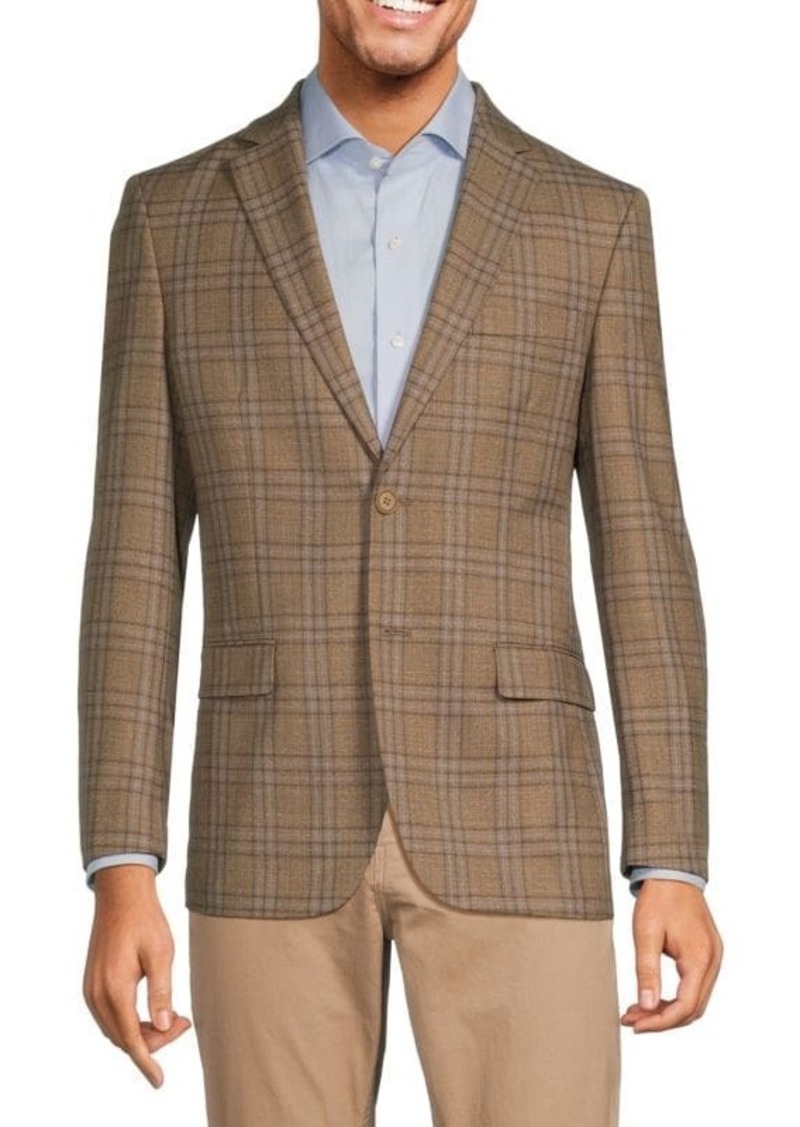 Michael Kors Modern Fit Plaid Wool Blend Blazer