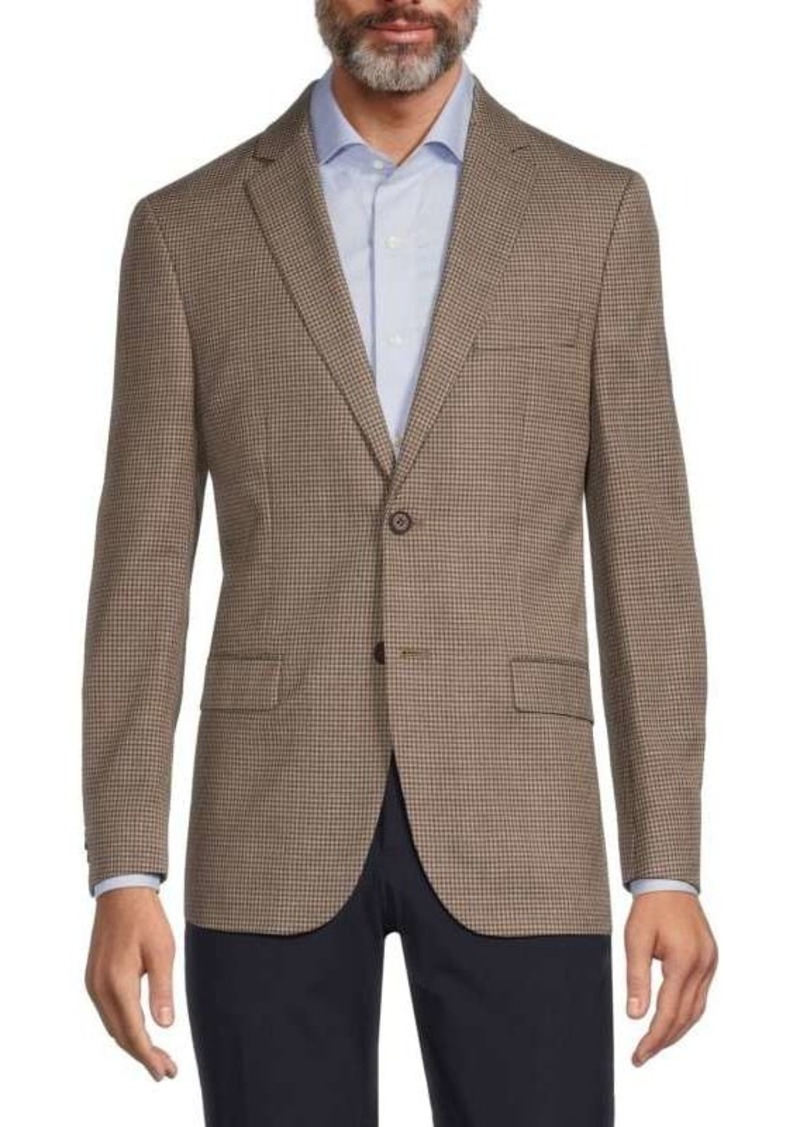 Michael Kors Modern Fit Wool Blend Grid Check Blazer