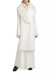 Michael Kors Mohair Collar Wool Double-Breasted Coat