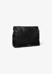 Michael Kors Monogramme Medium Python Embossed Leather Lunch Box Clutch