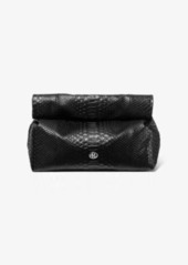 Michael Kors Monogramme Medium Python Embossed Leather Lunch Box Clutch