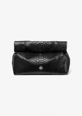 Michael Kors Monogramme Medium Python Embossed Leather Lunch Box Clutch