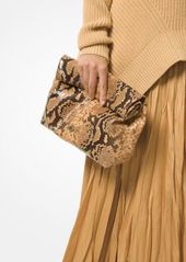 Michael Kors Monogramme Python Embossed Lunch Bag Clutch