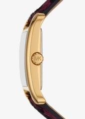 Michael Kors Monroe Gold-Tone and Leopard Print Calf Hair Watch