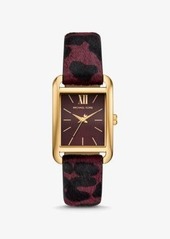 Michael Kors Monroe Gold-Tone and Leopard Print Calf Hair Watch