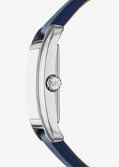 Michael Kors Monroe Silver-Tone and Leather Watch