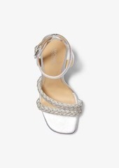 Michael Kors Nadina Embellished Metallic Leather Wedge Sandal