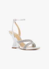 Michael Kors Nadina Embellished Metallic Leather Wedge Sandal