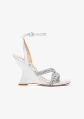 Michael Kors Nadina Embellished Metallic Leather Wedge Sandal