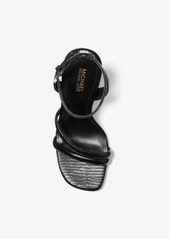 Michael Kors Nadina Lizard Embossed Leather Wedge Sandal