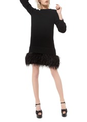 Michael Kors Ostrich Feather-Hem Cashmere Shaker Dress