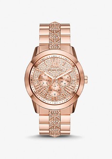 Michael Kors Oversized Bryn Pavé Rose Gold-Tone Watch