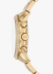 Michael Kors Oversized Brynn Pavé Gold-Tone Watch