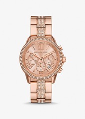 Michael Kors Oversized Brynn Pavé Rose Gold-Tone Watch