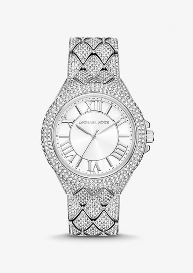 Michael Kors Oversized Camille Pavé Silver-Tone Watch