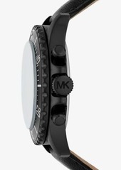 Michael Kors Oversized Everest Black-Tone and Leather Watch