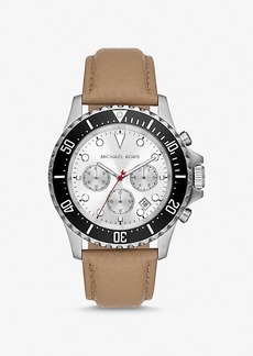 Michael Kors Oversized Everest Silver-Tone and Leather Watch