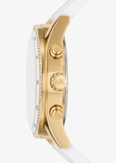Michael Kors Oversized Hadyn Pavé Gold-Tone Watch