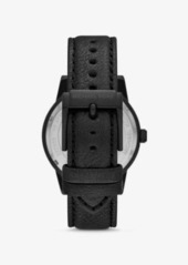 Michael Kors Oversized Hutton Black-Tone and Leather Watch