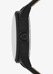 Michael Kors Oversized Hutton Black-Tone and Leather Watch