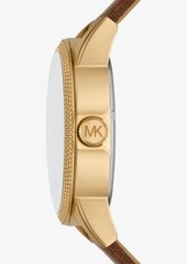 Michael Kors Oversized Hutton Gold-Tone and Leather Watch