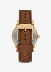 Michael Kors Oversized Hutton Gold-Tone and Leather Watch