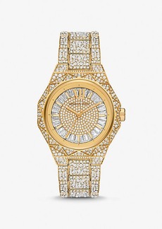 Michael Kors Oversized Raquel Pavé Gold-Tone Watch