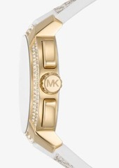 Michael Kors Oversized Sydney Pavé Gold-Tone and Logo Watch