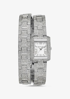 Michael Kors Petite Emery Pavé Silver-Tone Double Wrap Watch