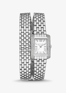 Michael Kors Petite Emery Pavé Silver-Tone Double Wrap Watch