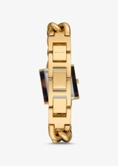 Michael Kors Petite Lock Pavé Gold-Tone and Tortoiseshell Acetate Chain Watch