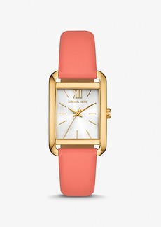 Michael Kors Petite Monroe Gold-Tone and Leather Watch