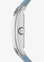Michael Kors Petite Monroe Silver-Tone and Leather Watch