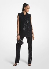 Michael Kors Pinstripe Sequined Crepe Sleeveless Blazer