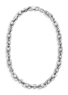 Michael Kors Platinum-Plated Logo Chain Necklace