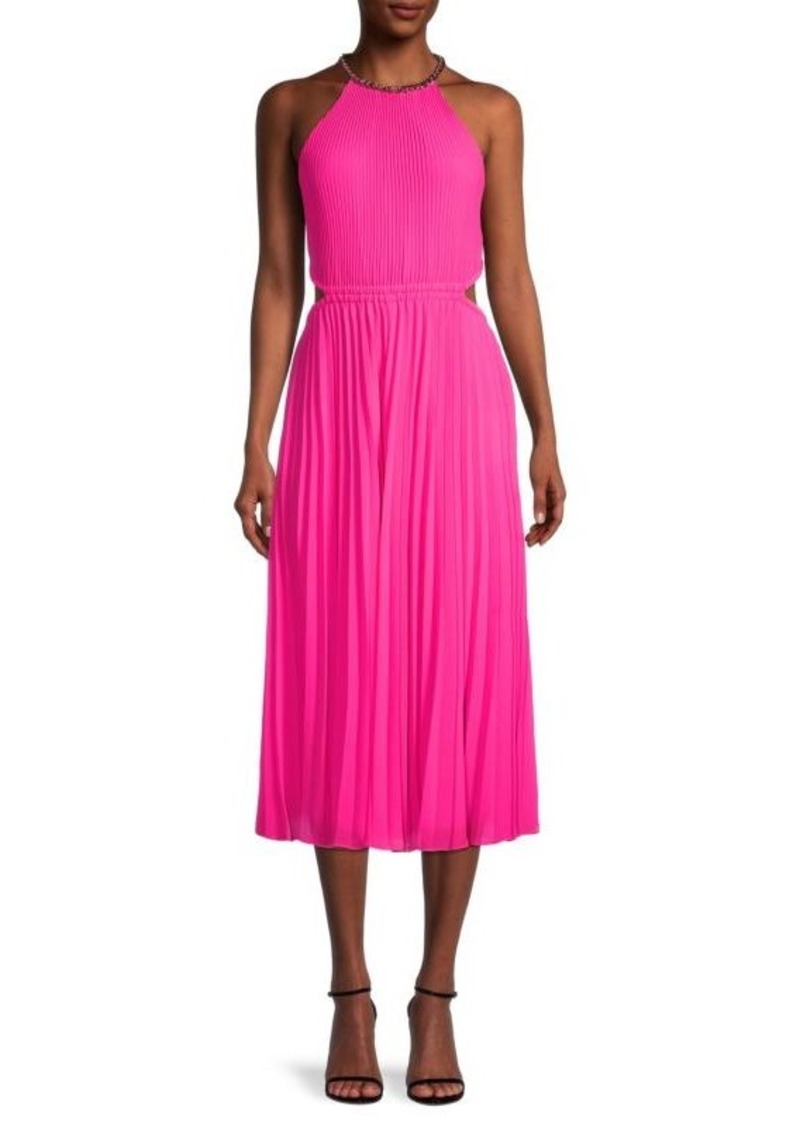 MICHAEL Michael Kors Pleated Cutout Midi Dress