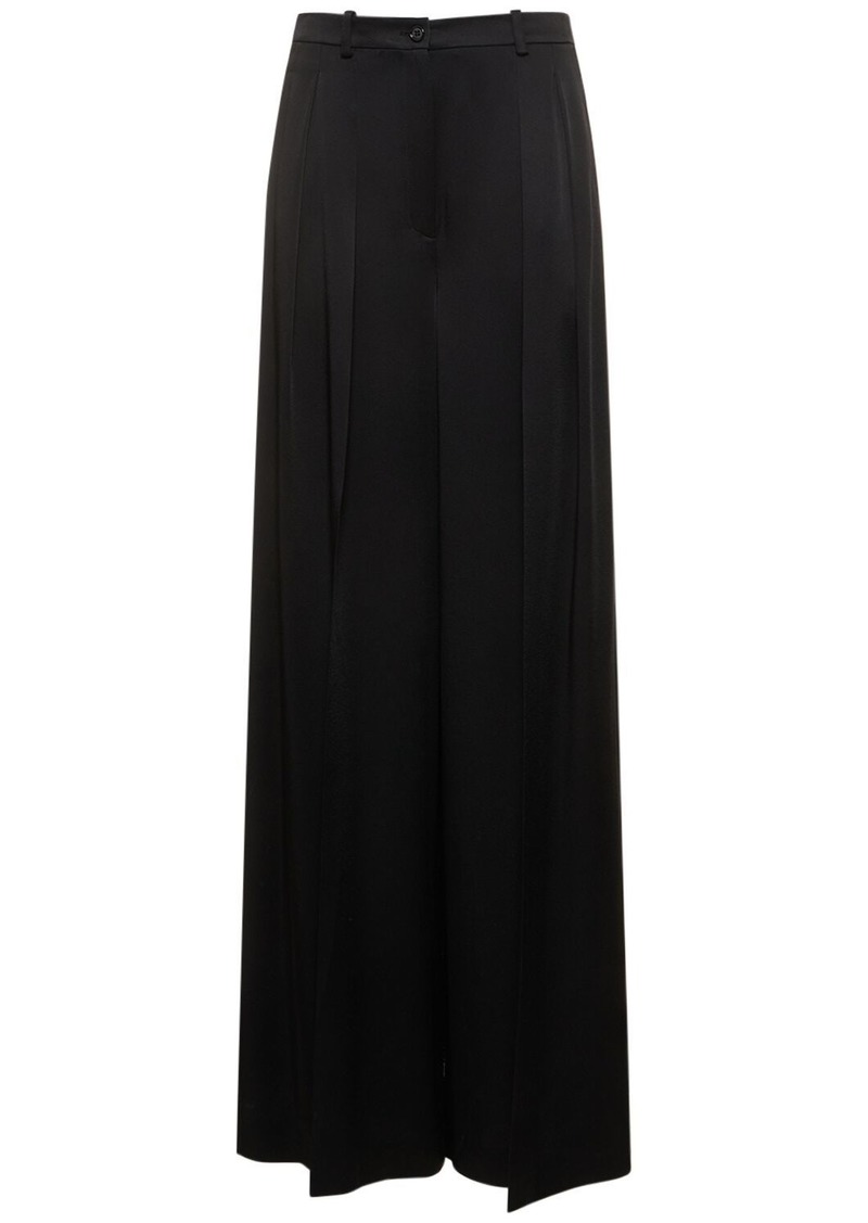 Michael Kors Pleated Satin High Rise Wide Pants