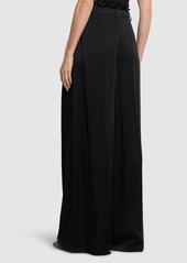 Michael Kors Pleated Satin High Rise Wide Pants