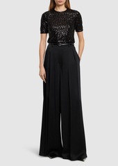 Michael Kors Pleated Satin High Rise Wide Pants