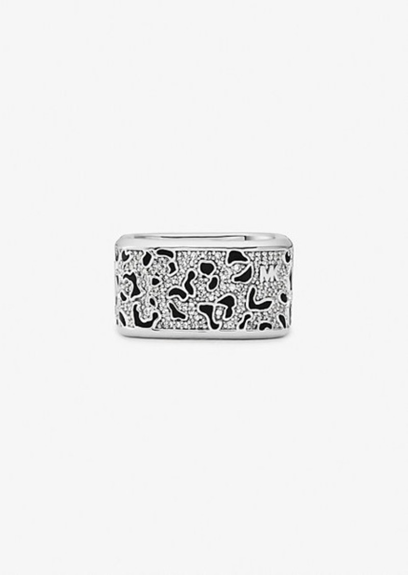 Michael Kors Precious Metal-Plated Brass and Enamel Leopard Pavé Ring