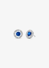 Michael Kors Silver-Tone Plated Brass Cubic Zirconia Halo Earrings