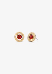 Michael Kors Gold-Tone Plated Brass Cubic Zirconia Halo Earrings