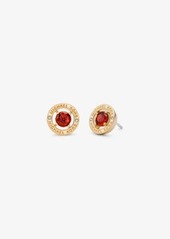 Michael Kors Gold-Tone Plated Brass Cubic Zirconia Halo Earrings