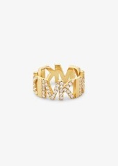 Michael Kors Precious Metal-Plated Brass Pavé Logo Ring